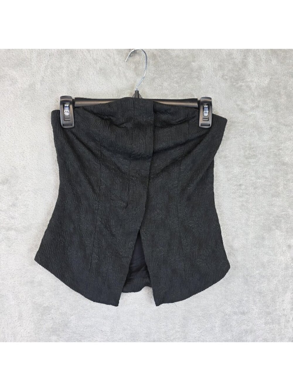 Sarah Hann Corset Top Womens XS Black Floral Jacquard Strapless Bustier Zip